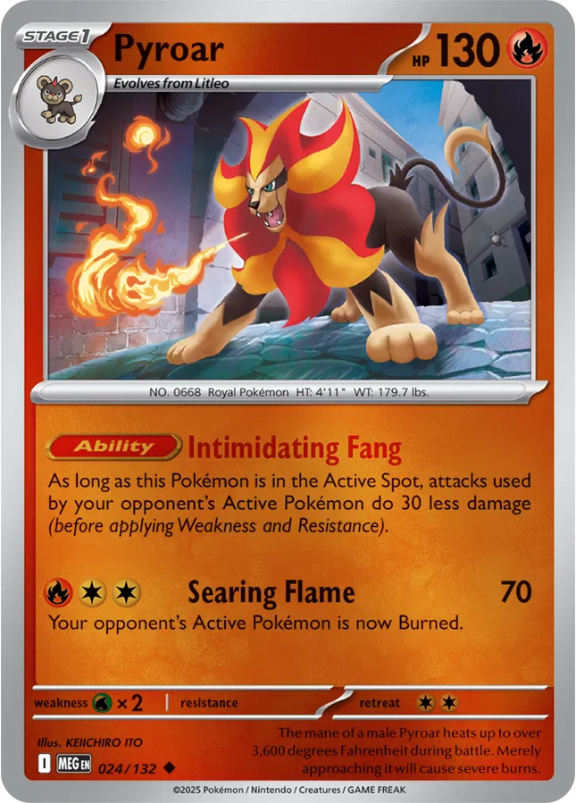 Pyroar Uncommon • 024/132 Mega Evolution Reverse Holofoil