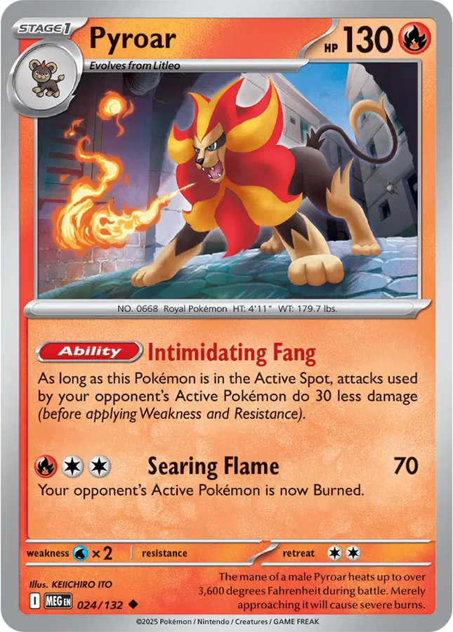 Pyroar Uncommon • 024/132 Mega Evolution Reverse Holofoil