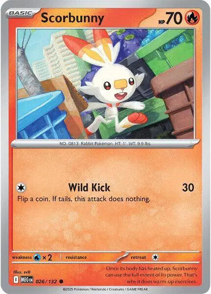 Scorbunny Common • 026/132 Mega Evolution Reverse Holofoil