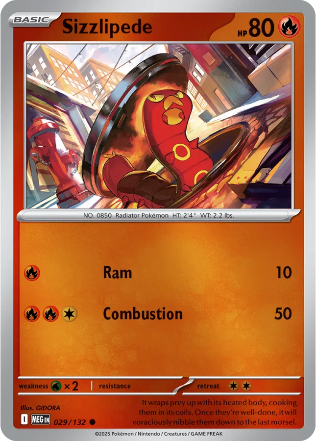 Sizzlipede Common • 029/132 Mega Evolution Reverse Holofoil