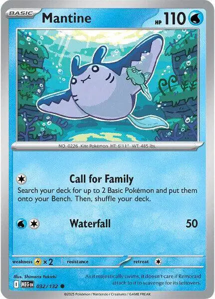 Mantine Common • 032/132 Mega Evolution Reverse Holofoil