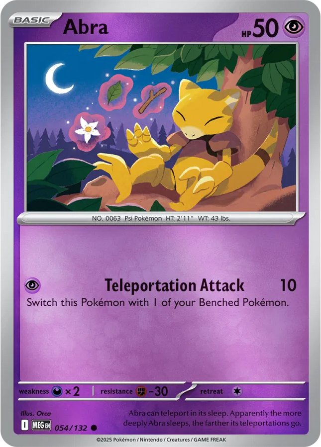 Abra Common • 054/132 Mega Evolution Reverse Holofoil
