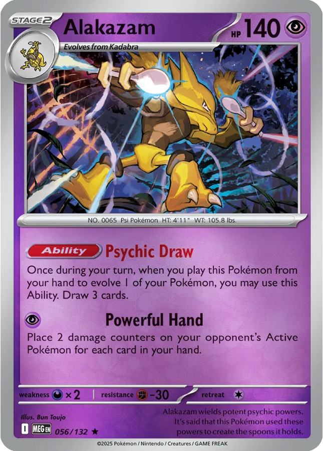 Alakazam Rare • 056/132 Mega Evolution Reverse Holofoil