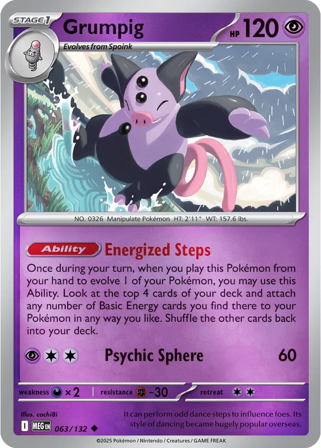 Grumpig Uncommon • 063/132 Mega Evolution Reverse Holofoil