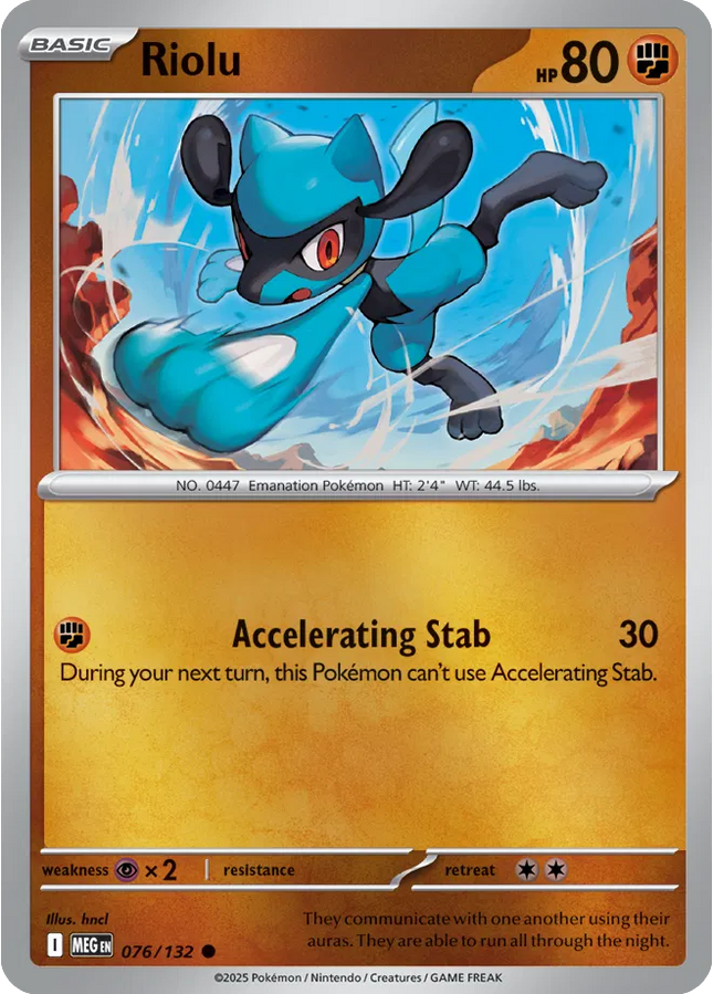 Riolu Common • 076/132 Mega Evolution Reverse Holofoil