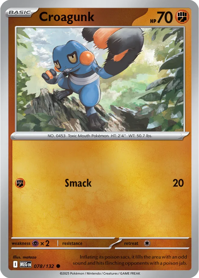 Croagunk Common • 078/132 Mega Evolution Reverse Holofoil