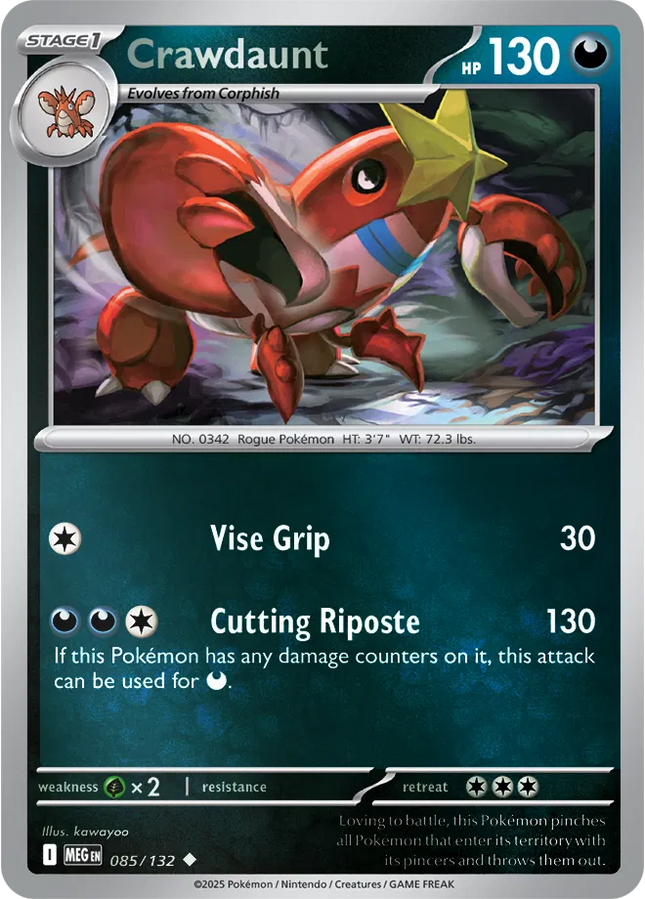 Crawdaunt Uncommon • 085/132 Mega Evolution Reverse Holofoil