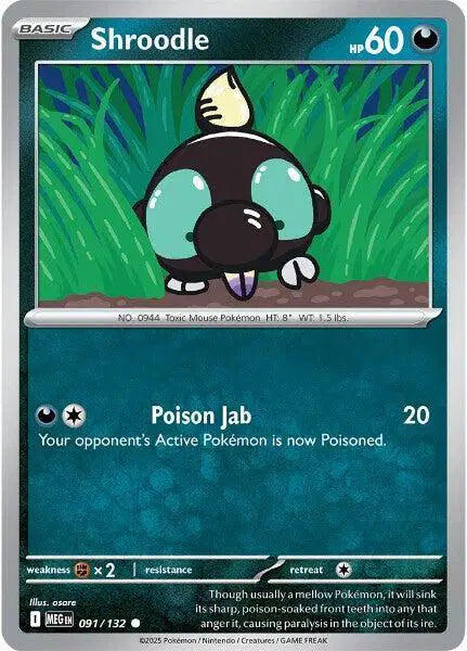 Shroodle Common • 091/132 Mega Evolution Reverse Holofoil