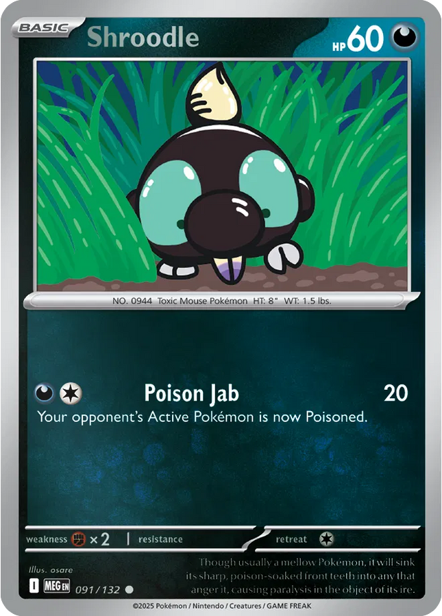 Shroodle Common • 091/132 Mega Evolution Reverse Holofoil