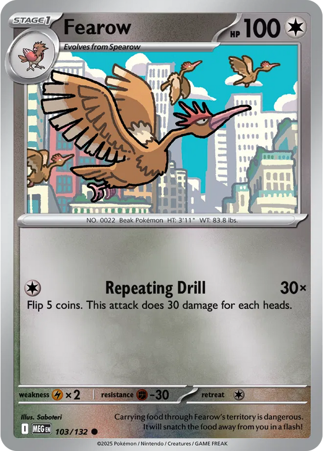 Fearow Common • 103/132 Mega Evolution Reverse Holofoil