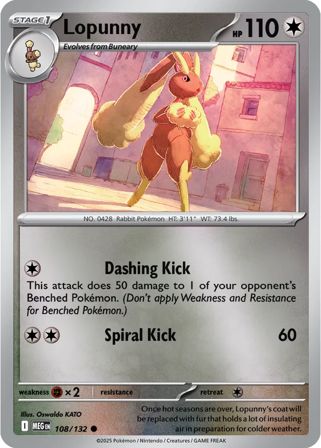 Lopunny Common • 108/132 Mega Evolution Reverse Holofoil
