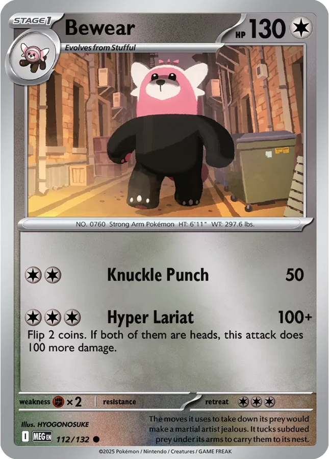 Bewear Common • 112/132 Mega Evolution Reverse Holofoil