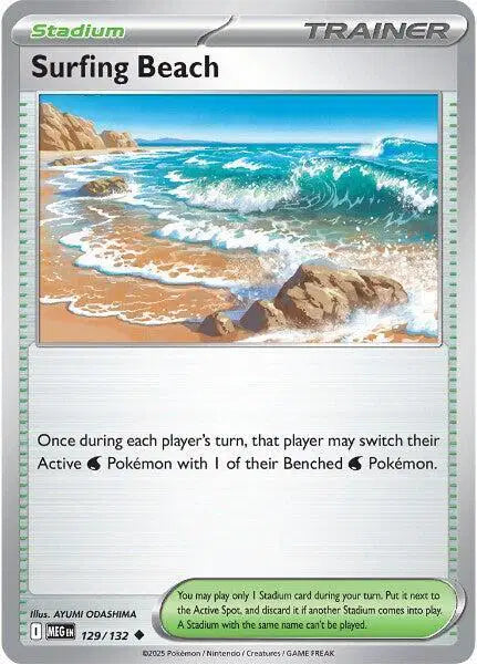 Surfing Beach Uncommon • 129/132 Mega Evolution Reverse Holofoil