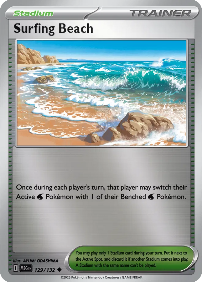 Surfing Beach Uncommon • 129/132 Mega Evolution Reverse Holofoil