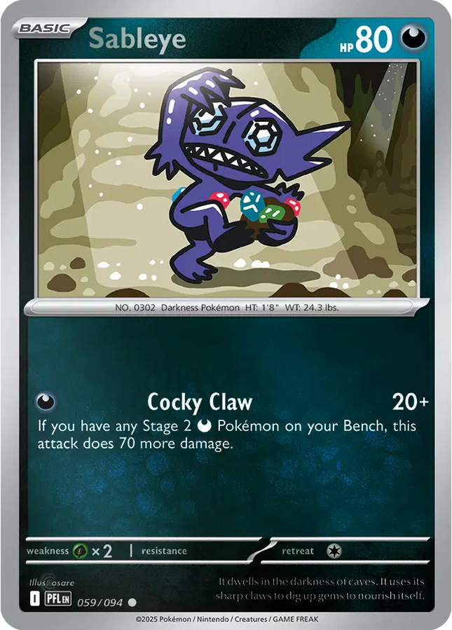Sableye Common • 059/094 Phantasmal Flames Reverse Holofoil