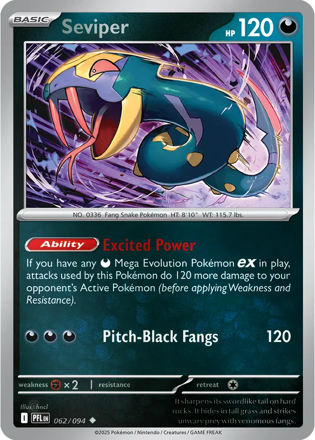 Seviper Uncommon • 062/094 Phantasmal Flames Reverse Holofoil