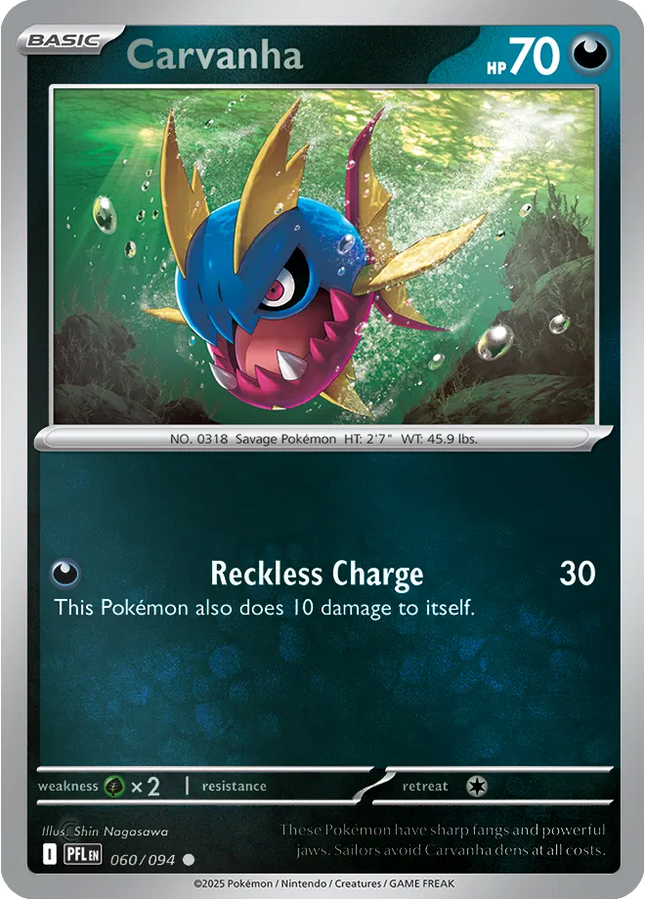 Carvanha Common • 060/094 Phantasmal Flames Reverse Holofoil