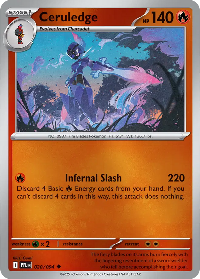 Ceruledge Uncommon • 020/094 Phantasmal Flames Reverse Holofoil