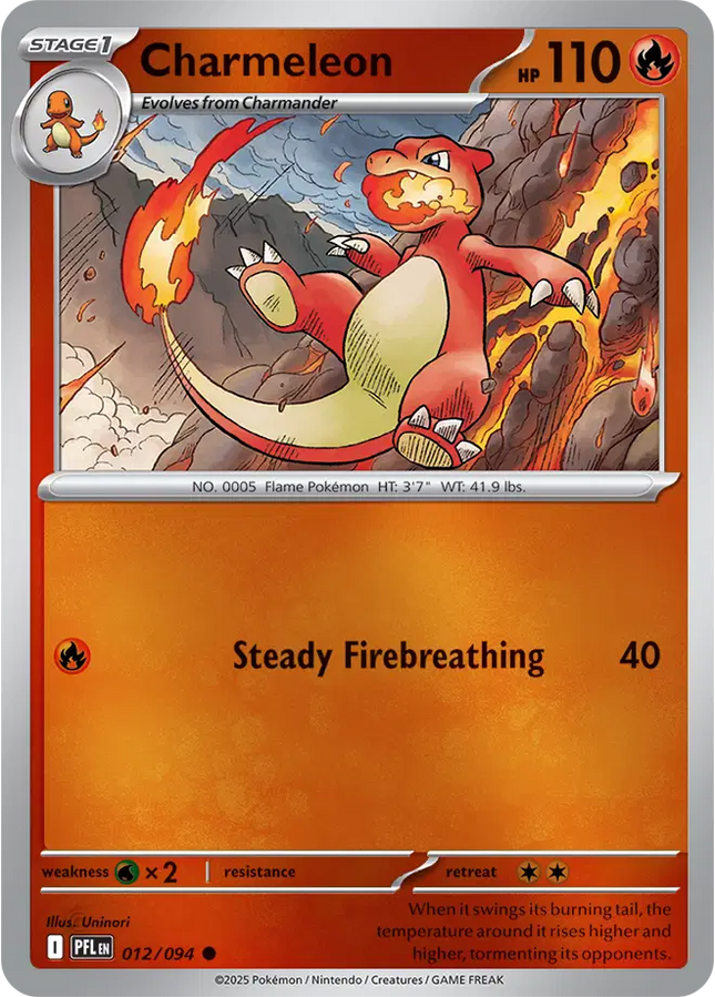 Charmeleon Common • 012/094 Phantasmal Flames Reverse Holofoil