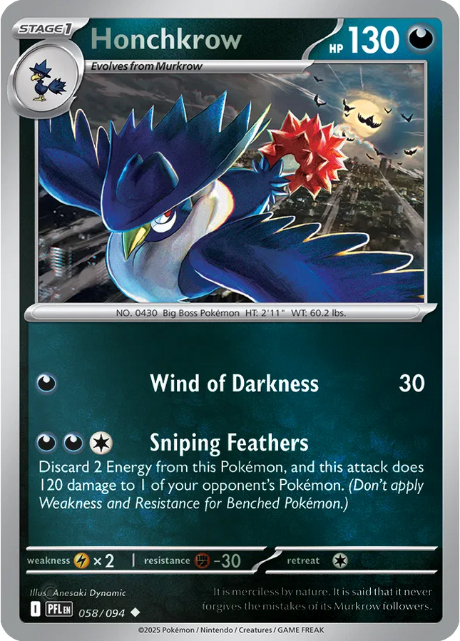 Honchkrow Uncommon • 058/094 Phantasmal Flames Reverse Holofoil