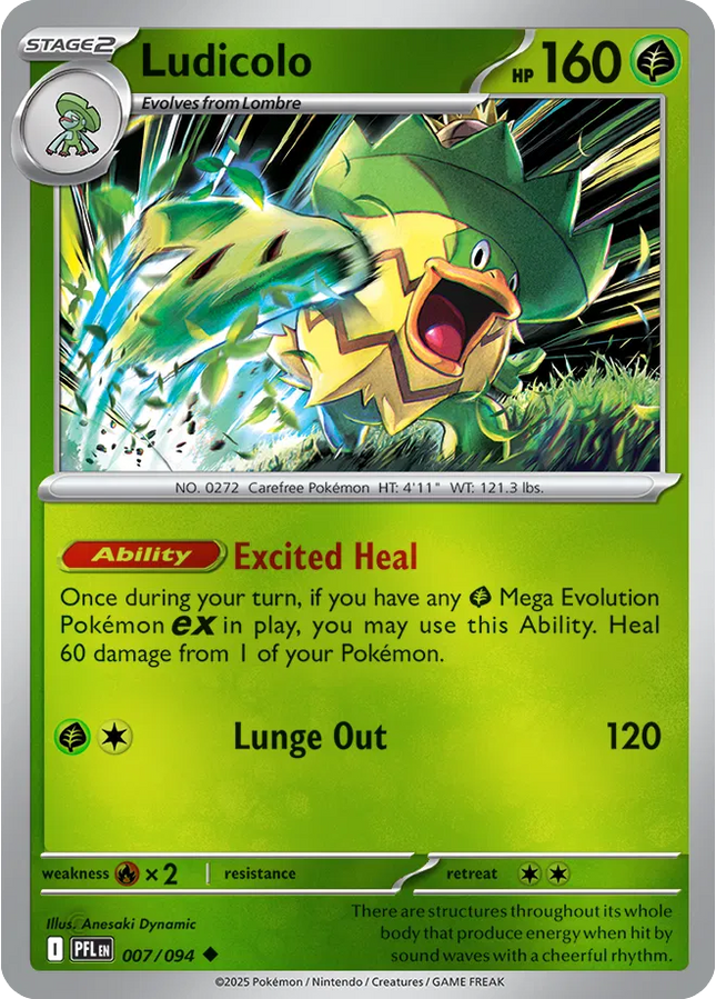 Ludicolo Uncommon 007/094 Phantasmal Flames Reverse Holofoil