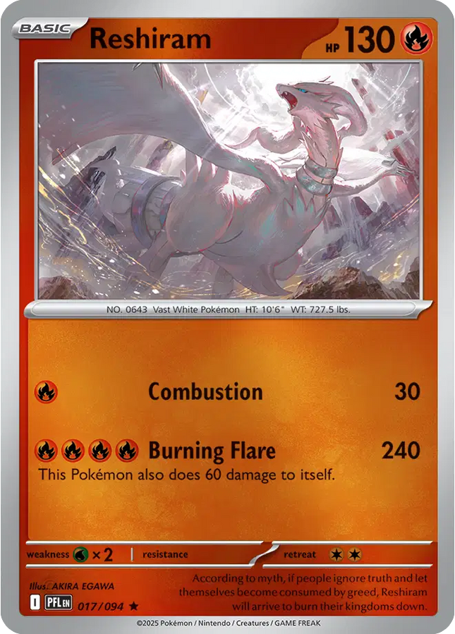 Reshiram Rare • 017/094 Phantasmal Flames Reverse Holofoil