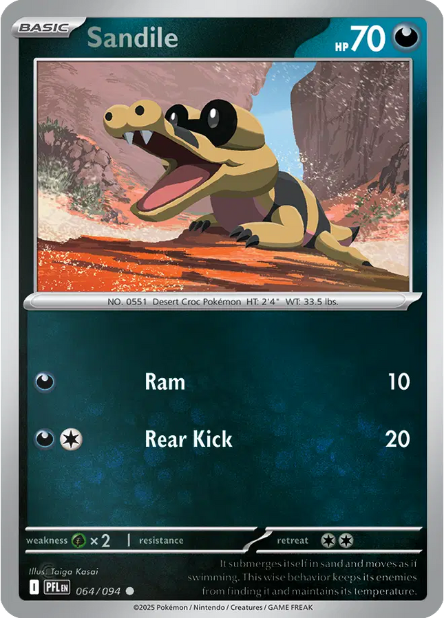 Sandile Common • 064/094 Phantasmal Flames Reverse Holofoil