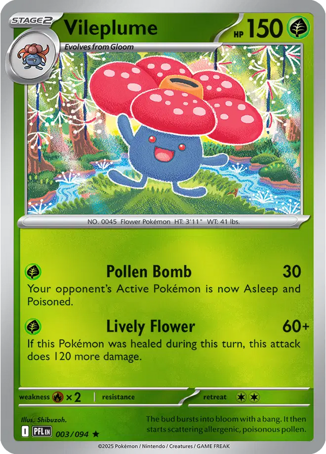 Vileplume Rare • 003/094 Phantasmal Flames Reverse Holofoil
