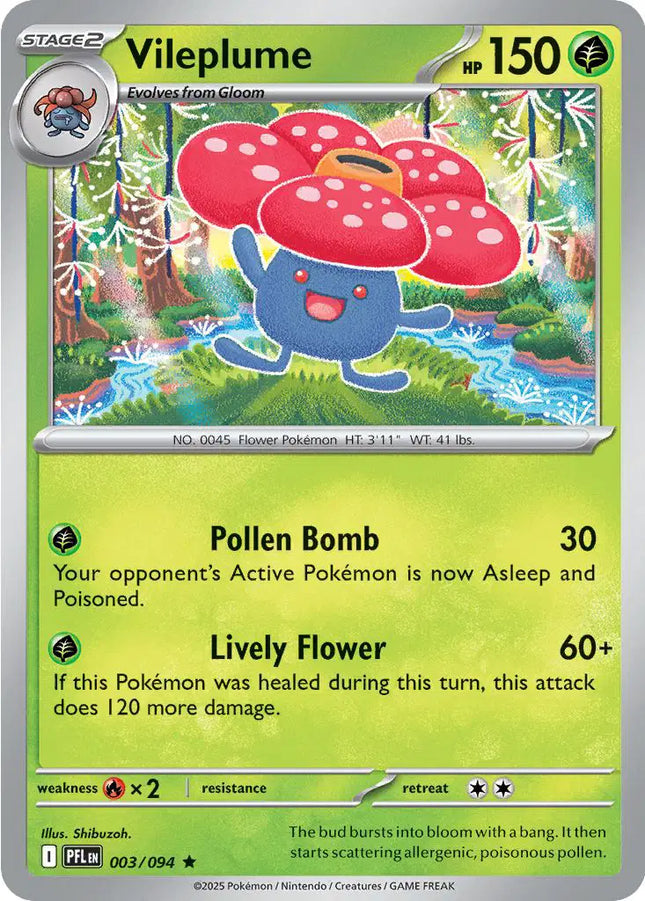 Vileplume Pokemon • Rare • 003/094 Phantasmal Flames Holofoil
