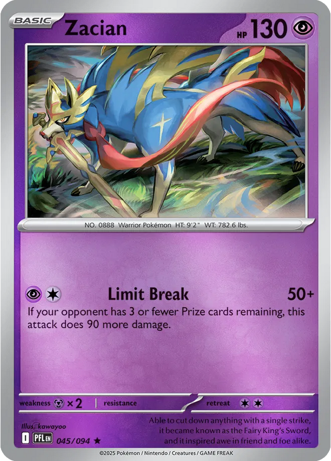 Zacian Phantasmal Flames Rare 045/094 Reverse Holofoil