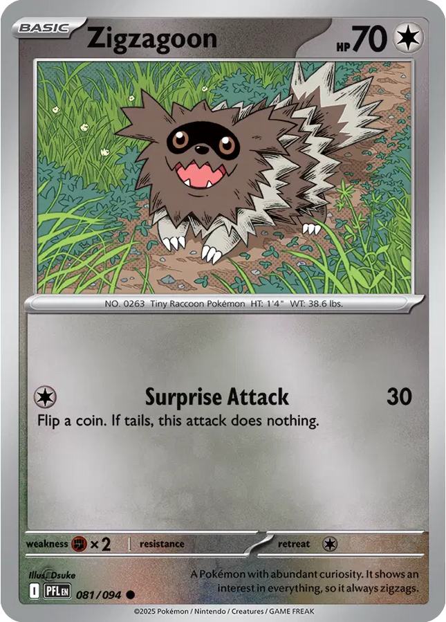 Zigzagoon Common • 081/094 Phantasmal Flames Reverse Holofoil