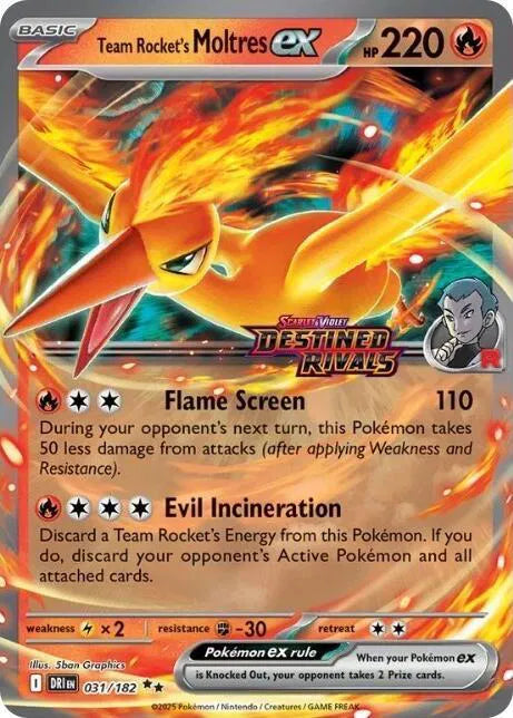 Team Rocket's Moltres ex - 31/182 (Destined Rivals Stamp) Miscellaneous Cards & Products Double Rare 031/182