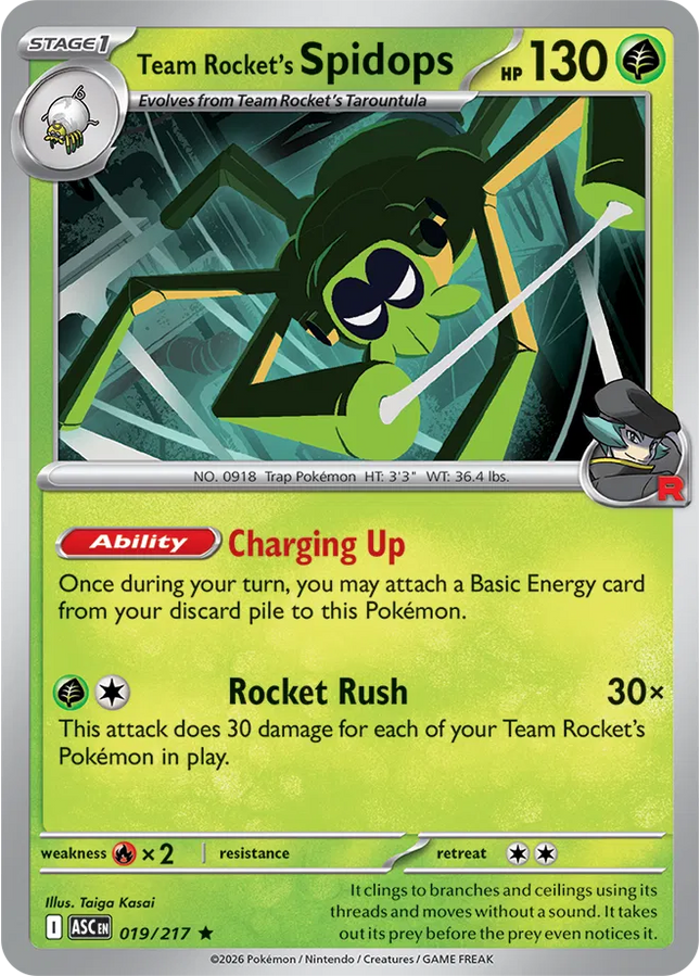Team Rocket's Spidops Ascended Heroes Rare 019/217 Holofoil