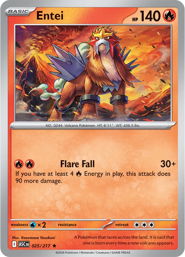 Entei Ascended Heroes Rare 025/217 Holofoil