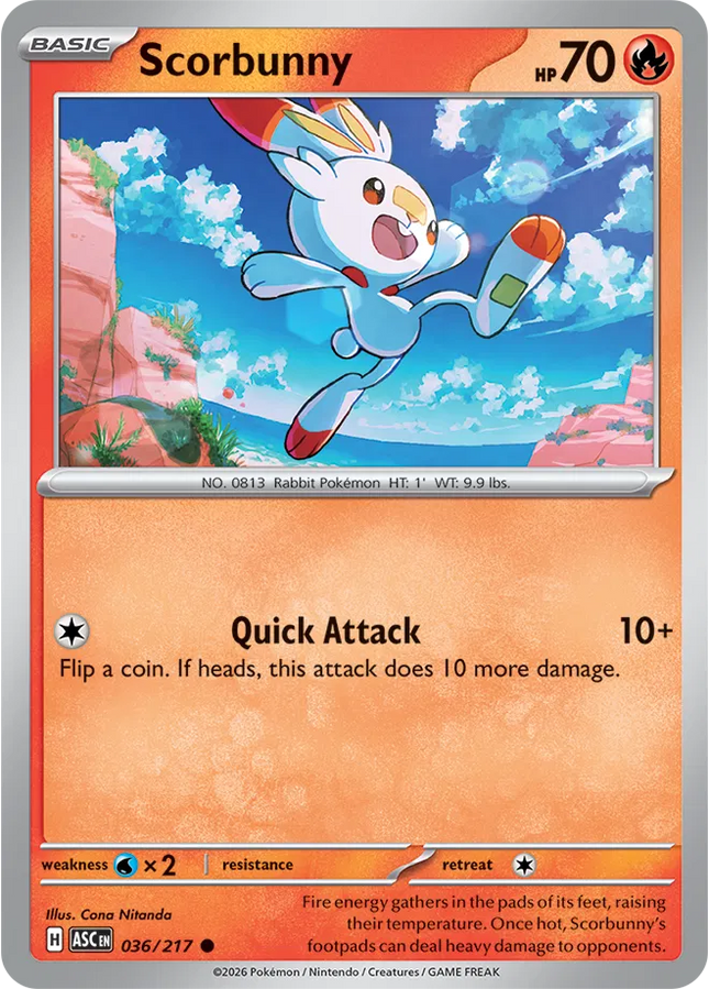 Scorbunny Ascended Heroes Common 036/217