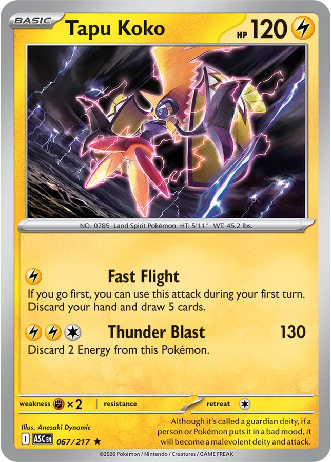 Tapu Koko Ascended Heroes Rare 067/217 Holofoil
