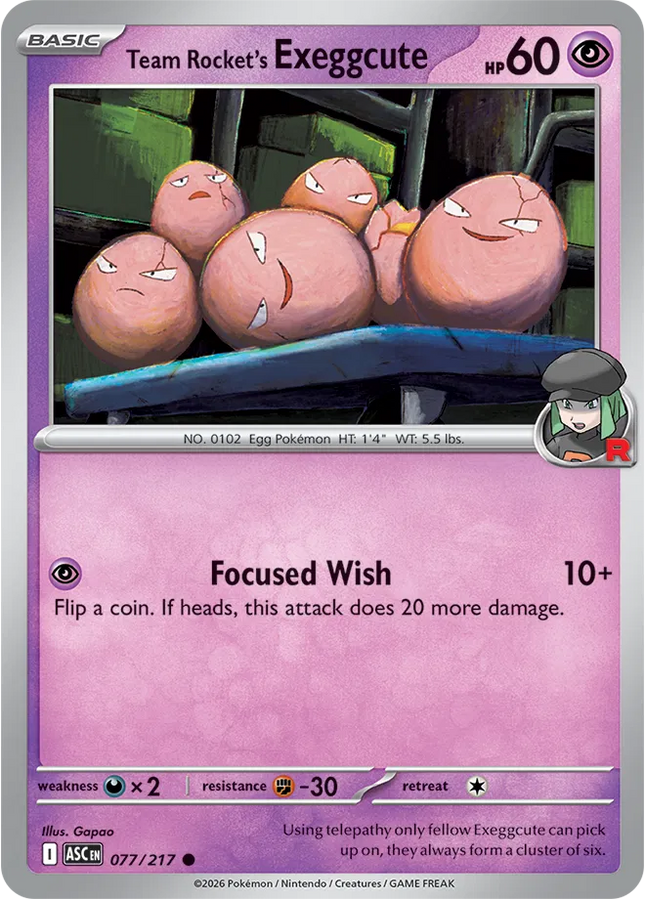 Team Rocket's Exeggcute Ascended Heroes Common 077/217