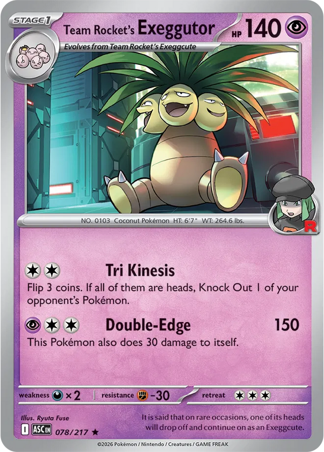 Team Rocket's exeggutor Ascended Heroes Rare 078/217 Holofoil