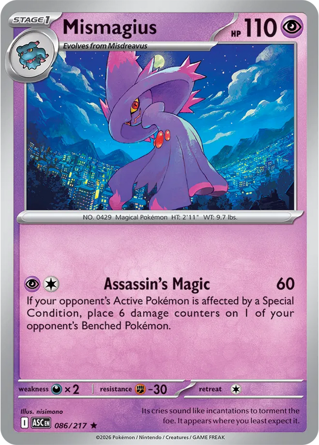 Mismagius Ascended Heroes Rare 086/217 Holofoil