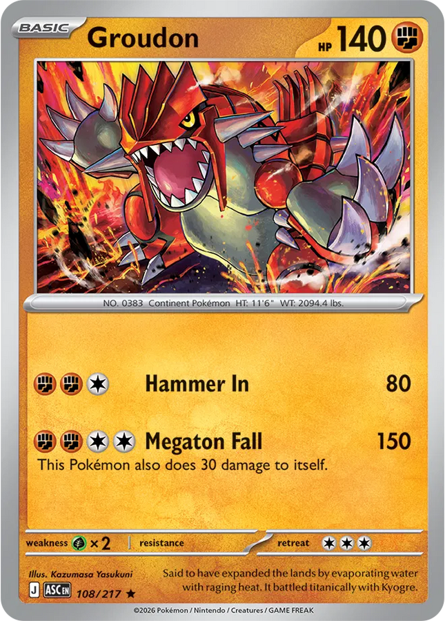 Groudon Ascended Heroes Rare 108/217 Holofoil
