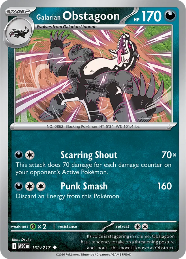 Galarian Obstagoon Ascended Heroes Uncommon 132/217