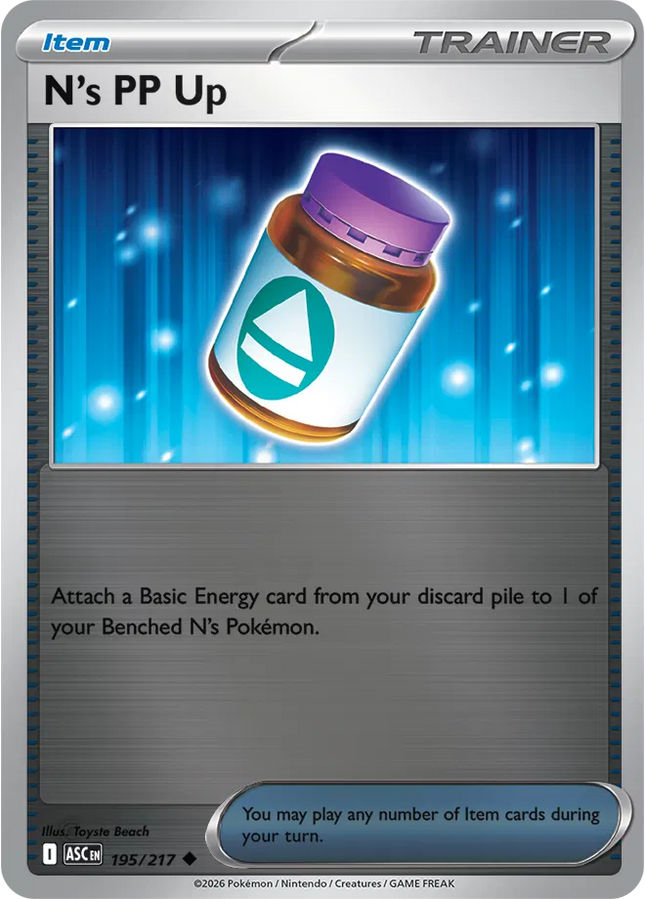 N's PP Up Ascended Heroes Uncommon 195/217 Reverse Holofoil