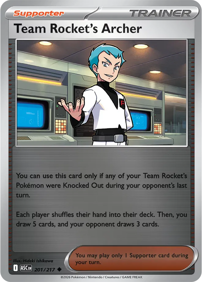 Team Rocket's Archer Ascended Heroes Uncommon 201/217 Reverse Holofoil