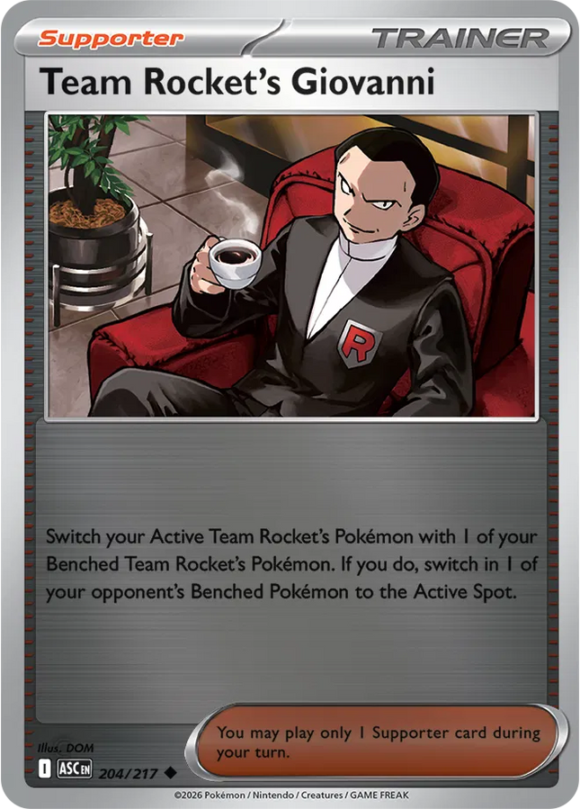Team Rocket's Giovanni Ascended Heroes Uncommon 204/217 Reverse Holofoil