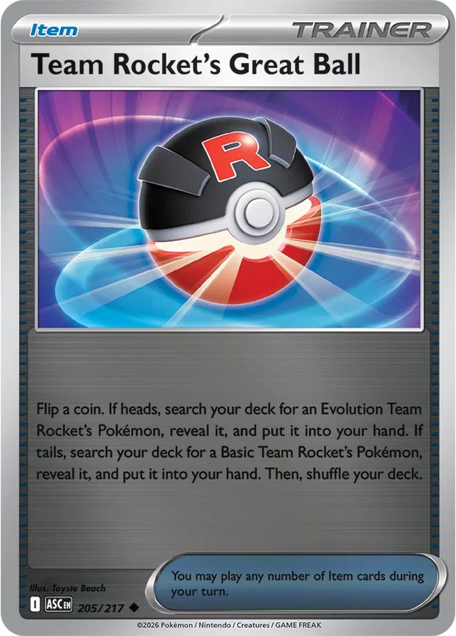 Team Rocket's Great Ball Ascended Heroes Uncommon 205/217 Reverse Holofoil