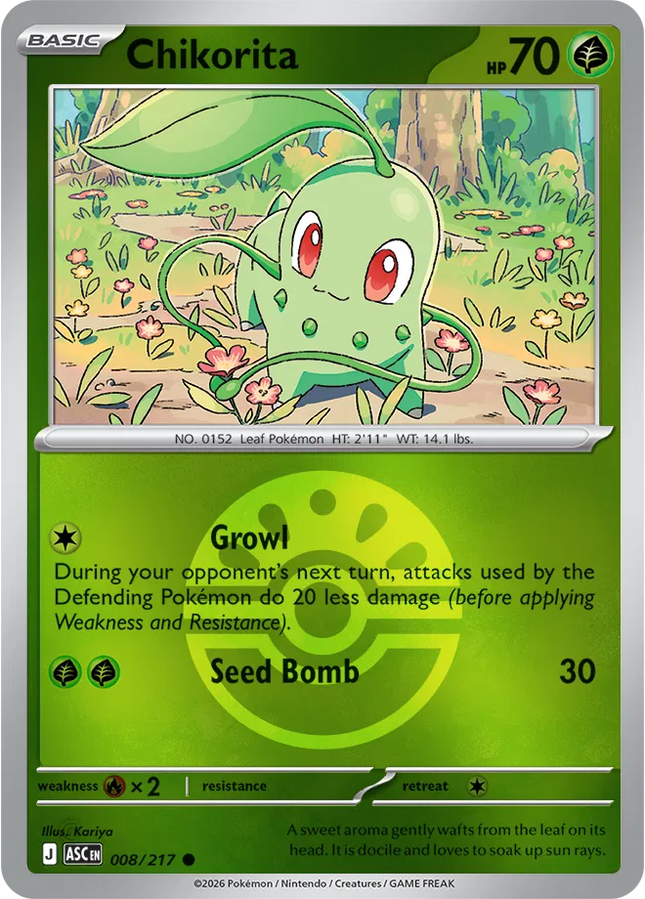 Chikorita (Friend Ball) Ascended Heroes Common 008/217