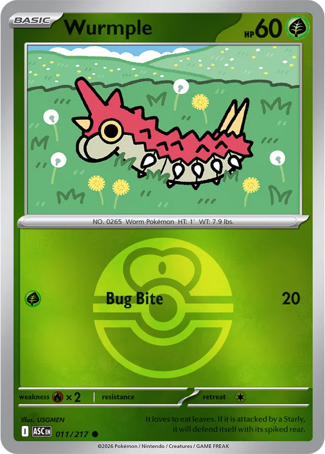 Wurmple (Love Ball) Ascended Heroes Common 011/217