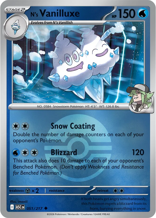 N's Vanilluxe (Poke Ball) Ascended Heroes Uncommon 051/217