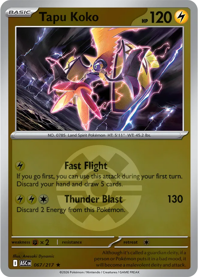 Tapu Koko (Quick Ball) Ascended Heroes Rare 067/217