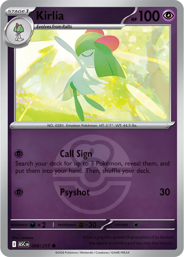 Kirlia (Love Ball) Ascended Heroes Common 088/217